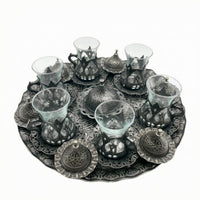 Turkish Tea Cup Set Filigree Lidded Tea Cup Set Antique-Style