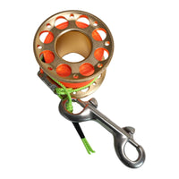 Compact Scuba Diving Reel Lightweight Finger Spool with Snap Hooks Aluminum Dive Reel with Bolt Snap Clip Portable for Underwater Navigation