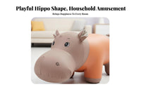 Multi-Functional Cartoon Hippo Ottoman Soft Padded Seat creature Stool Sturdy Build Footrest Non-Slip Feet for Children, Families, Parents, Entryway, Living Room, Bedroom, Office