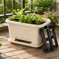 Floor-standing plant pot with saucer and drainage mesh, beige/black, 50x33x26 cm