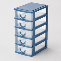Plastic Storage Case, Small Item Organizer, 5 Drawers, Desktop Storage, Desk Organizer, Transparent, Stackable, 18L