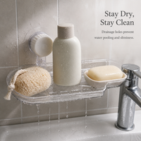 Suction Cup Corner Shelf for Bathroom Kitchen, Wall-Mounted No-Drill Storage Organizer for Faucet, Vanity, Cosmetics