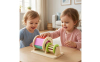 Developmental Wooden Toy with Roller Compact Rotating Drum Toy Multi-Sensory Baby Roller Educational for Tabletop