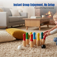Wooden Bowling Game Set, Large, Early Education Toy for Kids, Parent-Child Interactive, Colorful, Boys Gift