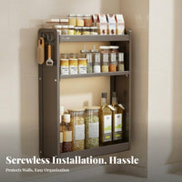 Drillno-Drill Installation Wall-Mounted Seasoning Rack Multi-Functional Design Kitchen Organizer Easy to Assemble Organizing Shelf Large Capacity for Home Cooks, Homeowners, Families, Pantry, Cabinet, Countertop