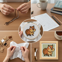 Cartoon Animal Angry Bala Cross Stitch Kit with Frame for Students and Beginners