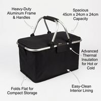Foldable Insulated with Aluminum Lining, Large Thermal Bag for Picnic Barbecue, Lightweight Shopping Tote for Cold Storage