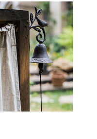 Rustic Iron Door Bell with Bird Decor
