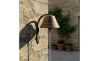 Wall-Mounted Bell with Pull Cord Rustic Cast-Iron Chime with Bracket Weathered for Homeowners, Shop Owners, Entryway, Cafe