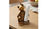 Bronze Finish Feline Seasoning Bottle Holder Decorative Feline-Shaped Metal Storage Holder