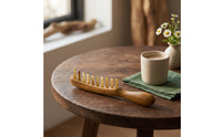 Ergonomic Long-Handled Massage Comb Smooth Sandalwood Comb with Horn Teeth Versatile Scalp Massager Multipurpose