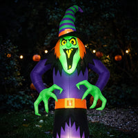 Giant Inflatable Witch with LED Lights Built-in LEDs Halloween Yard Inflatable Outdoor for Lawn