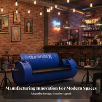manufacturing and design Oil Drum Furniture Set Repurposed Design Conversation Group Padded Seats Patio Seating Thick paddings for Restaurant Managers, Business Owners, Cafe, Reception Area, Porch, waterside