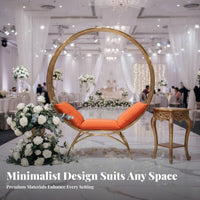 Metal Hoop Lounge Chair Italian Design Upholstered Leisure Chair Stylish Design Modern Single Seater for Event Planners, Adults, Wedding Venue