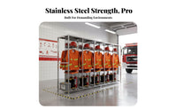 Firefighter Uniform Rack Heavy-Duty Stainless Steel Turnout Gear Rack Accessible-Design Design Double-Sided Rotating Gear Stand