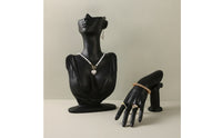 2 Pieces Resin Jewelry Mannequin Display Set Matte Hand Mannequin Sculpted Hand Display with Base Upright for Boutiques, Jewelers, Photo Shoots, Market Stalls