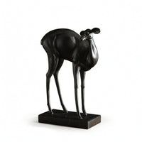Deer Sculpture with Marble Base Minimalist Deer Statue with Marble Base Contemporary for Homeowners, Office, Bookshelf