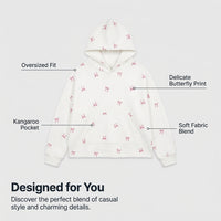 Hoodie for Women UK with Printed Design, Oversized Baggy Fit Hoodies for Girls, Long Sleeve Streetwear Travel with Pockets