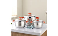 3 Pieces Stock Pot with Lid Even Heating Stainless Steel Pot Mirror Polished Cookware for Home Cooks