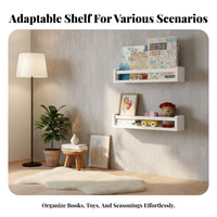 Child-Safe Design Nursery Bookshelf Space-Saving Floating Picture Ledge Safety Front Wall Shelf Rounded Edges for Children, Homeowners, Playroom, Kitchen, Bedroom, Living Room