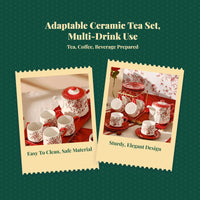 Porcelain Teapot and Mug Set, Elegant Ceramic Drinkware