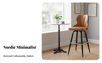 Rotating Counter Chair with Backrest Vintage Counter Bar Seating Built-in Footrest Padded Padding for Adults, Reception Area