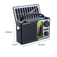 Portable Handle AM Frequency Modulation SW Radio Supports TF Card & USB Solar Powered Radio Long Standby for Camping, Outdoor