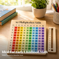 Color-Coded Multiplication Board Natural Wood Finish Sliding Practice Board Wooden Multiplication Game Tactile for Children