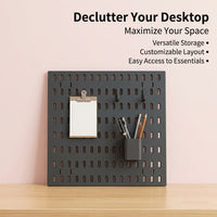 Peg Board Desk Organiser, Versatile Attachable Pegboard with 15 Accessories, Customisable for Desktop Storage & Craft Rooms
