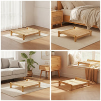 Elevated Cat Bed Breathable Cat Bed with Wooden Frame Low-Profile Furniture for Kittens, Small Pets, Living Room, Floor