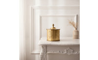 Decorative Metal Canister Courtly Ornate Metal Canister Elegant Brass-Toned Container for Dresser, Console Table