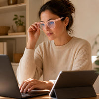 Square Anti-Blue Light Glasses with Hollow Frame and Rivet Detail