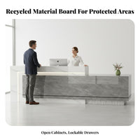 Modern Reception Desk High Gloss Finish Lobby Welcome Desk Wide Countertop Glossy Cashier Counter for Business Owners, Office Managers