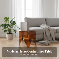 Space-Saving Sofa Side Table Transparent Look Waterfall Side Table Multi-Functional Nightstand Modern Design for Apartment Dwellers, Homeowners, Interior Decorators, Bedroom, Home Office