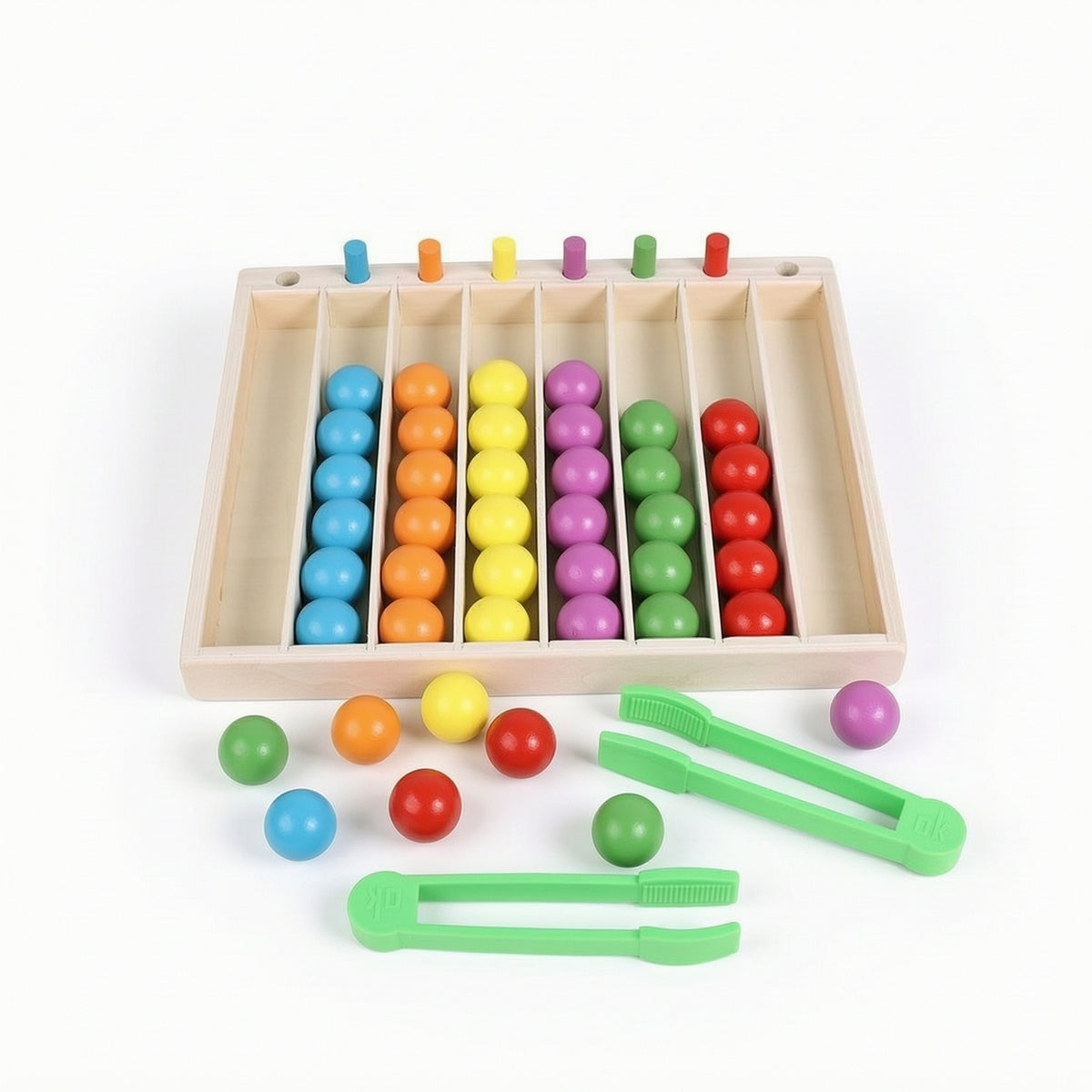 Wooden Color Sorting Toy Child-Centered Sorting Toy with Tongs Educational Hands-on for Toddlers, Preschoolers, Kids, Home