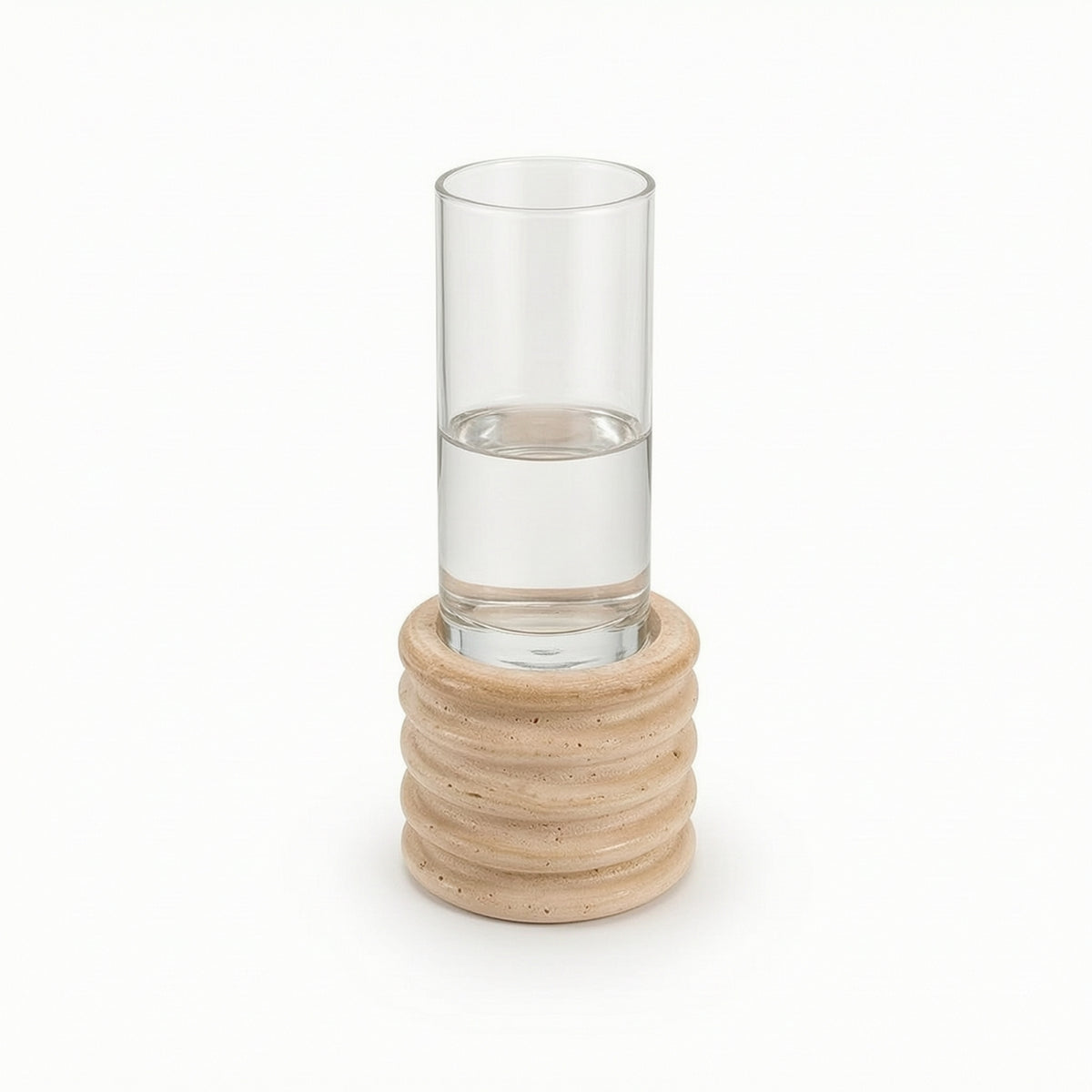 Glass Vase with Stone Base Tabletop Flower Holder Minimalist for Home Decor