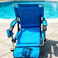 Stadium Chair with Back Support Storage Pocket Portable Stadium Chair Armrests Outdoor Seating for Pool