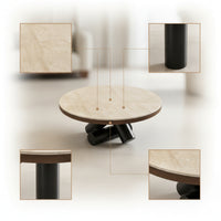 Round Coffee Table Sculptural Stone Coffee Table Geometric Furniture for Apartment Dwellers, Living Room, Small Areas