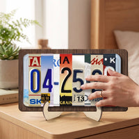 Vehicle Plate Plaque Rustic Wooden Plaque with Stand Multicolor Sign for Desk, Wedding