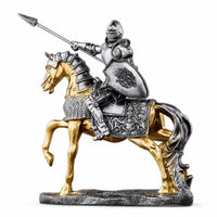 Equestrian Knight Horse Figurine Armored Knight Horse Textured Base Equestrian Sculpture Realistic Details for Home Display