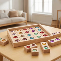20 Pieces Acrylic Blocks with Wooden Tray Faceted Gem Blocks Sorting Building Piece Set for Classroom