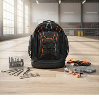 Large Capacity Electrician Tool Backpack Wear-Resistant Molded Base Tool Backpack Multi-Pocket for Electricians, Technicians, Contractors, Jobsite
