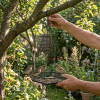 Hanging Attract Birds Feeder, Synthetic Material with Iron Mesh, Drainage Holes, Weather Resistant, Easy Fill & Clean