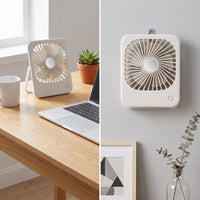 Portable USB Rechargeable Desk Fan with Wall Mount Function