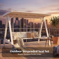 Solid Wood Construction Wooden A-Shaped Frame Swing Anti A-Shaped Frame Hanging Bench Set Heavy Duty Outdoor Furniture High Weight Capacity for Children, Homeowners, Courtyard, Garden, Balcony, Backyard