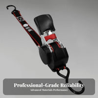 High-Strength Strap Retractable Ratchet Strap Tangle Tangle-Resistant Ratchet Cargo Strap with Hooks Ergonomic Handle for Vehicle, Trailers