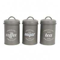 3 Pieces Coffee Sugar Tea Jars Arched Handles Airtight Canister Set Rustic Decor