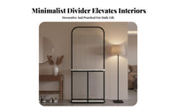 Light-Diffusing Fluted Glass Room Divider Space-Saving Freestanding Glass Partition Lightweight Freestanding Room Partition Rounded Corners for Homeowners, Interior Designers, Office Workers, Entryway, Bedroom, Studio Apartment, Events