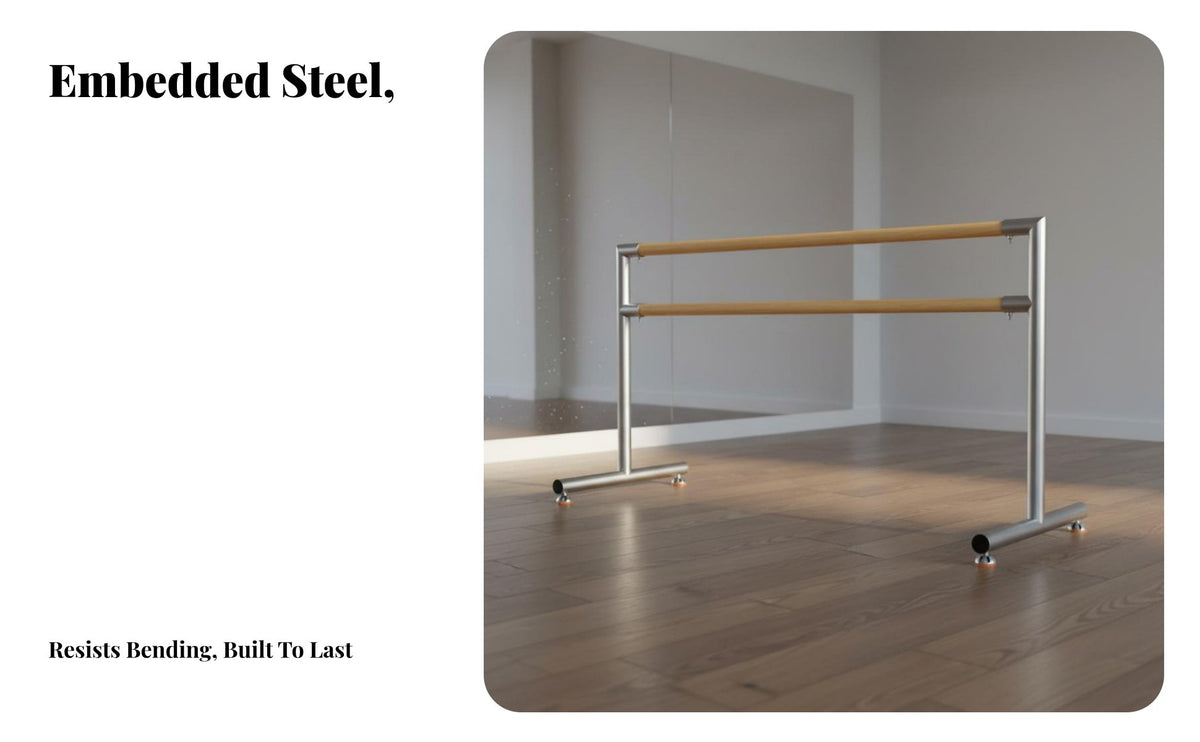 Stable Double Dance Barre Non-Slip Feet Portable Double Dance Bar Easy Assembly Home Practice Barre Heavy Duty for Children, Adults, Dancers, Gym