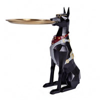Doberman Tray Holder Faceted Resin Dog Tray Table Decorative Doberman Statue Table